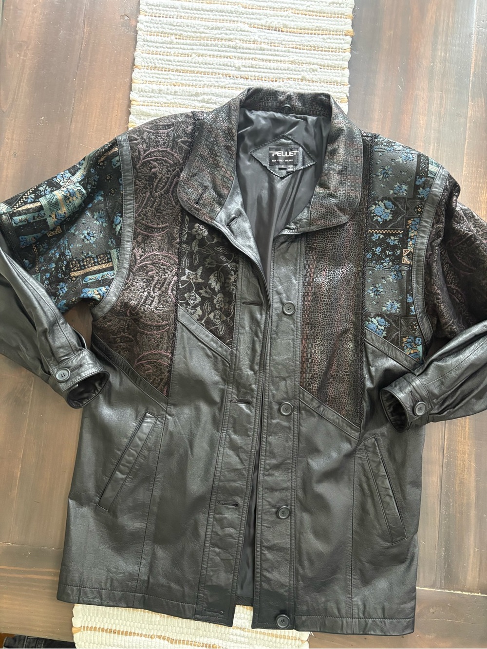 Vintage 80s Pelle iridescent leather trench coat